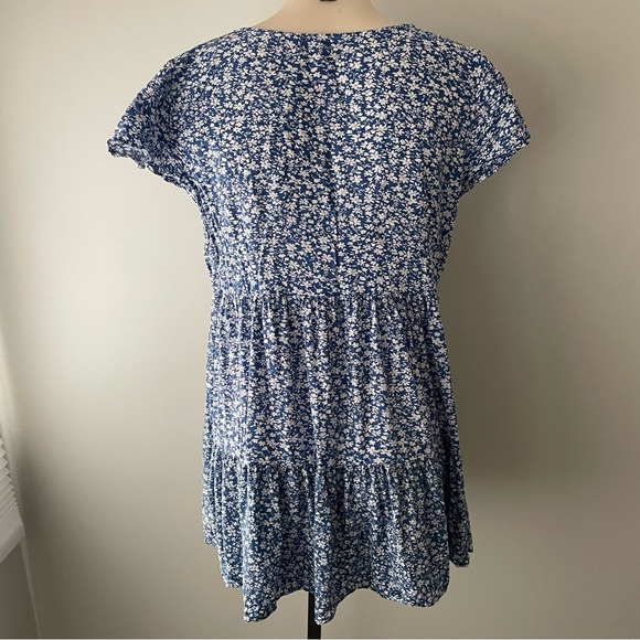 Papa Vancouver Floral Cottagecore Mini Dress Ruffled Tiered Front Button Tie 2XL - Picture 2 of 5
